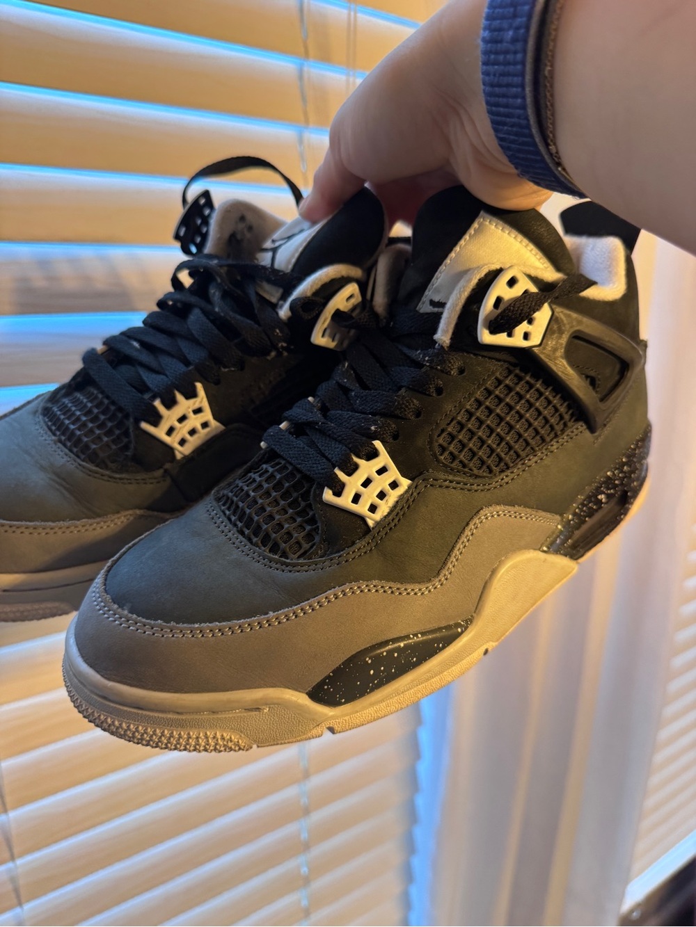 Jordan Retro Sneaker in Black and Gray with Cream Accents